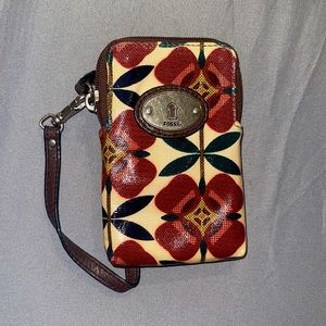 Fossil Key Per Flower Print Wristlet
